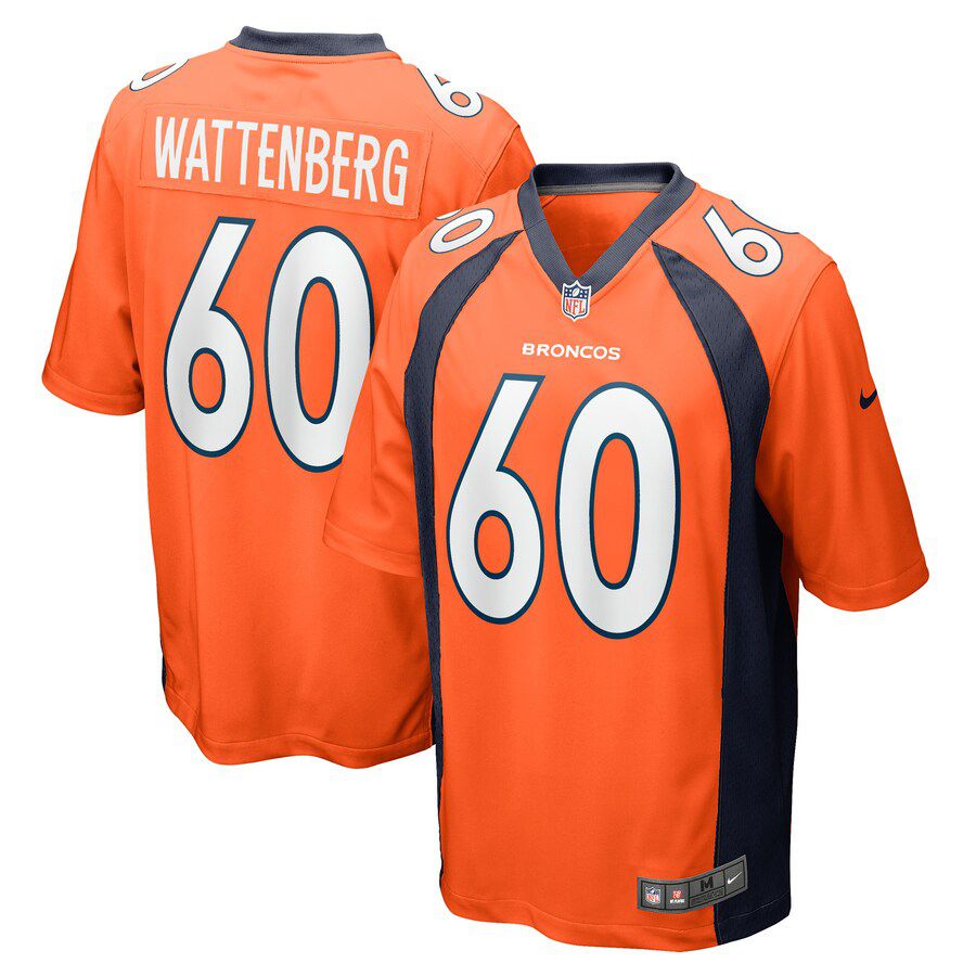Men Denver Broncos #60 Luke Wattenberg Nike Orange Game Player NFL Jersey